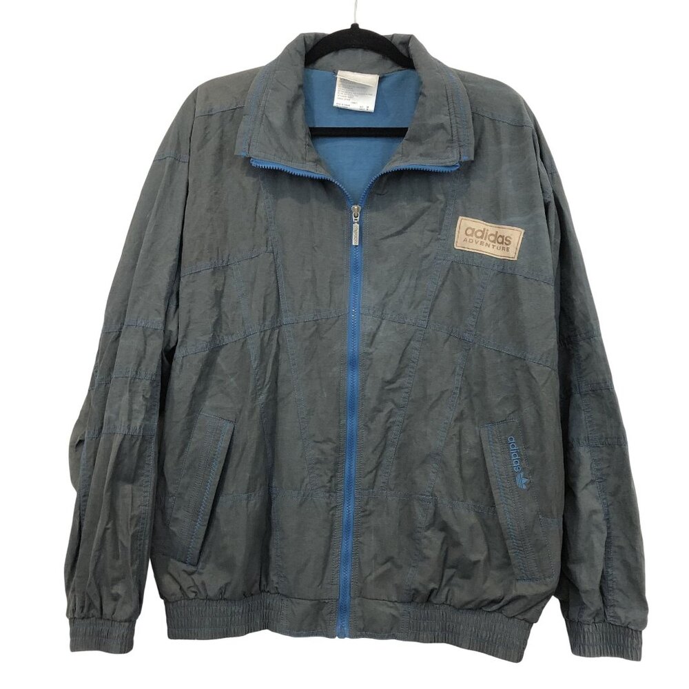 Adidas Adventure Vintage Blue Gray Lightweight Jacket Size M Grunge Cyber Skate